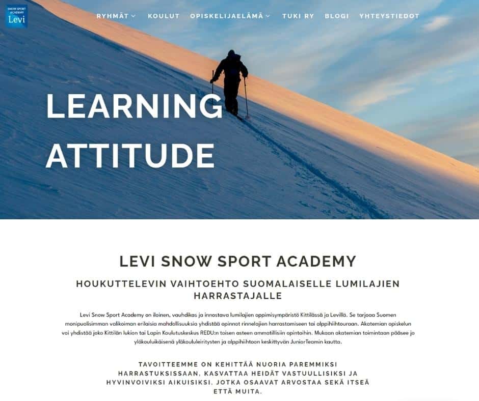 Arctic Angle Oy Kotisivut Levi Snow Sport Academy